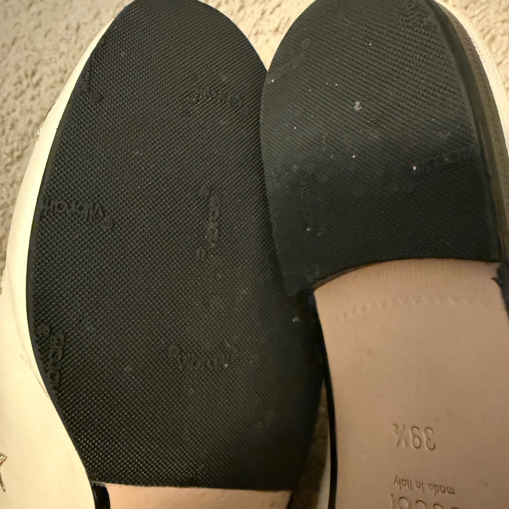 Women's Gucci White and Gold Embellished Loafers - Picture 5 of 6
